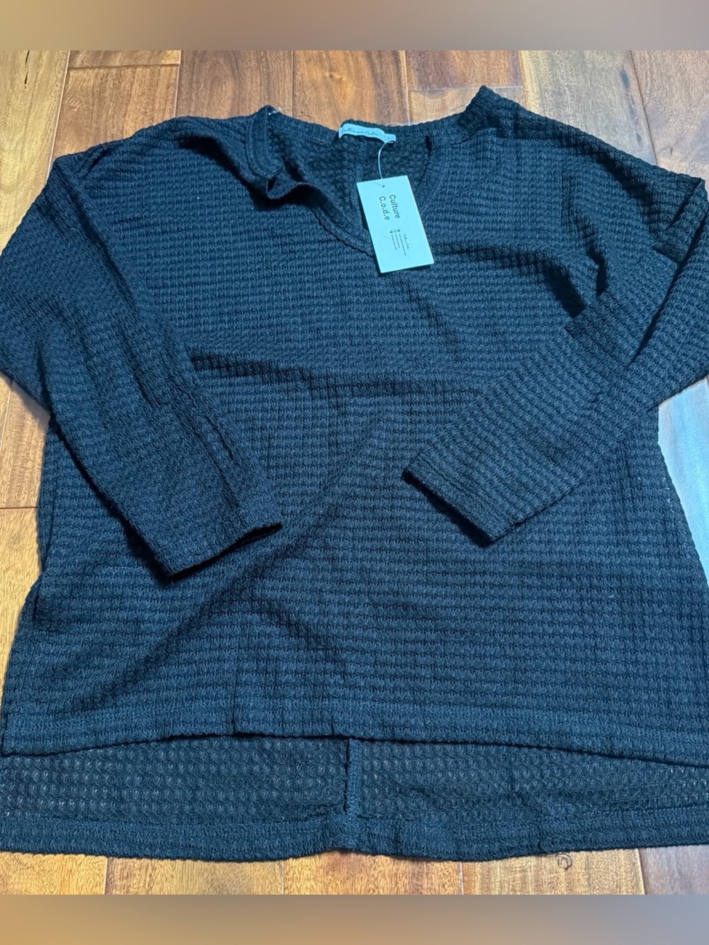 Culture Code Black 3/4 Sleeve Neck Top Women’s Size Large New